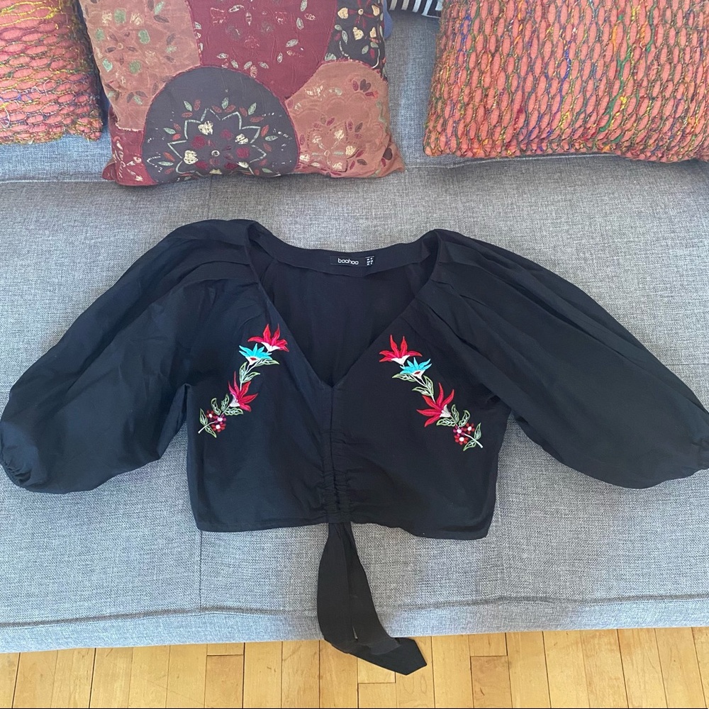 Crop Top with Puffy Sleeves